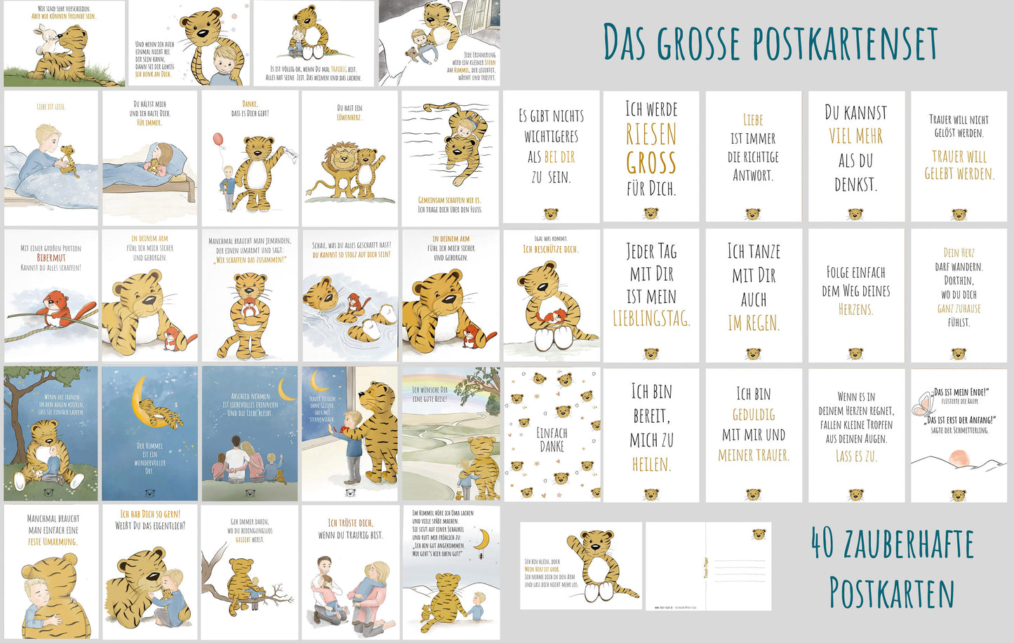 Das riesengroße 40-teilige Trost-Tiger Postkarten-Set - Versandkostenfrei!