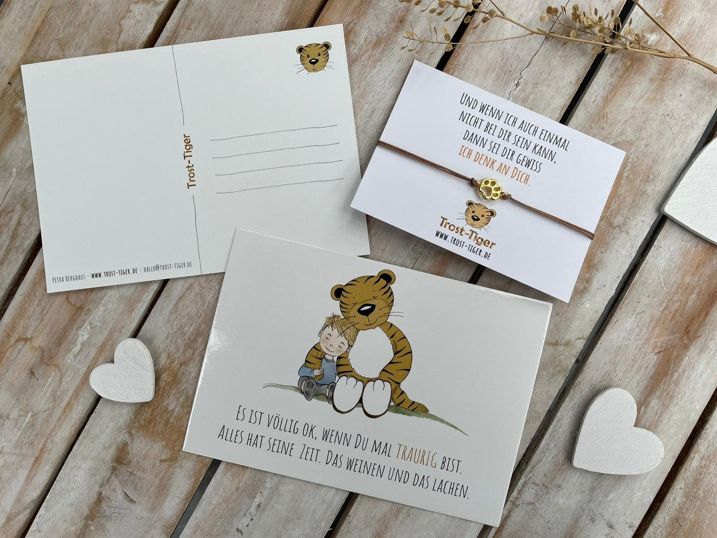 Trost-Tiger Armband "Tatze" und Postkarte