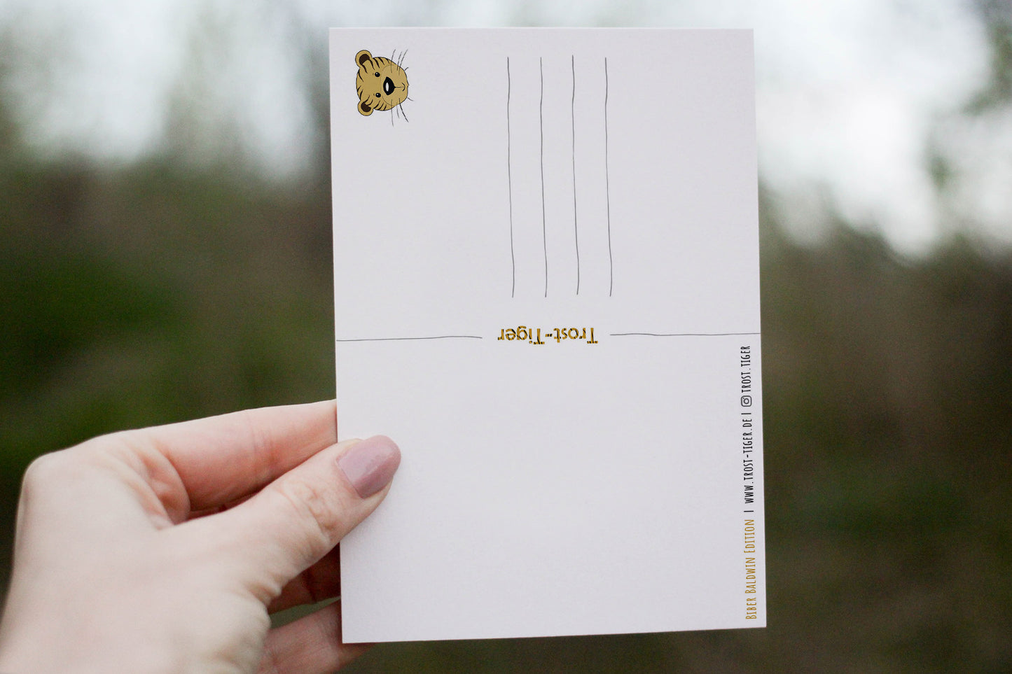 Biber Baldwin Postkarte: "Große Portion Bibermut"