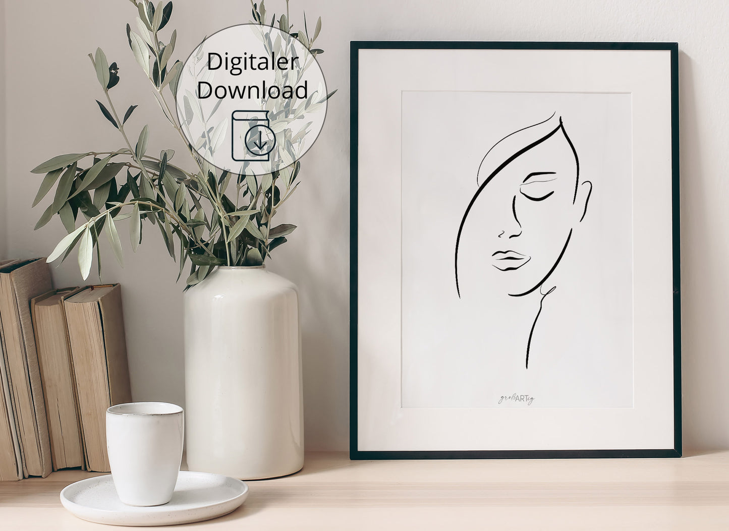 Digitaler Download, Line Art Poster "Frauenkopf"