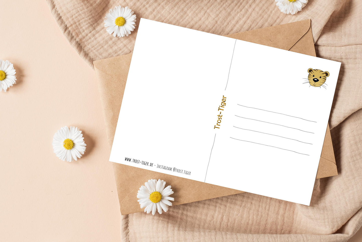 Trost-Tiger Postkarte mit Spruch "Freunde"