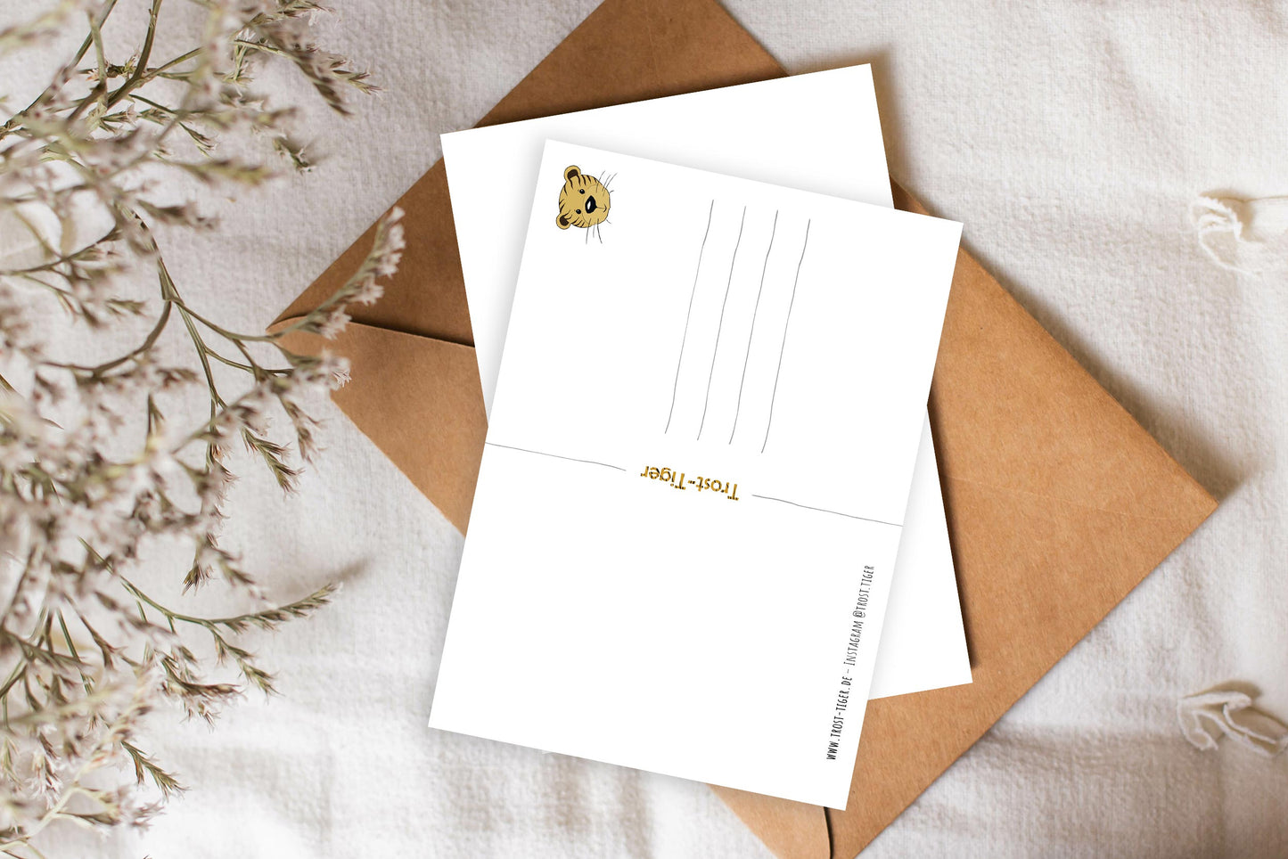 Trost-Tiger Postkarte mit Spruch "Ich werde RIESENGROSS für dich"