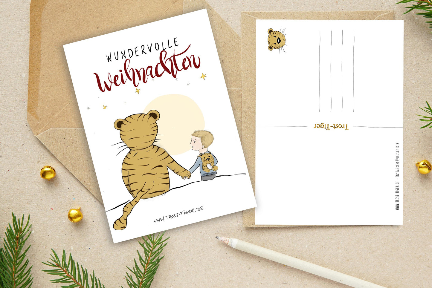 Postkarte mit Spruch "Wundervolle Weihnachten"