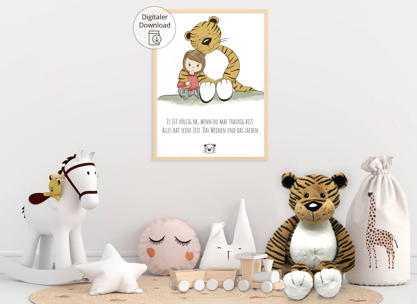 Poster "Trost-Tiger tröstet", personalisierbar, Kunstdruck oder Download