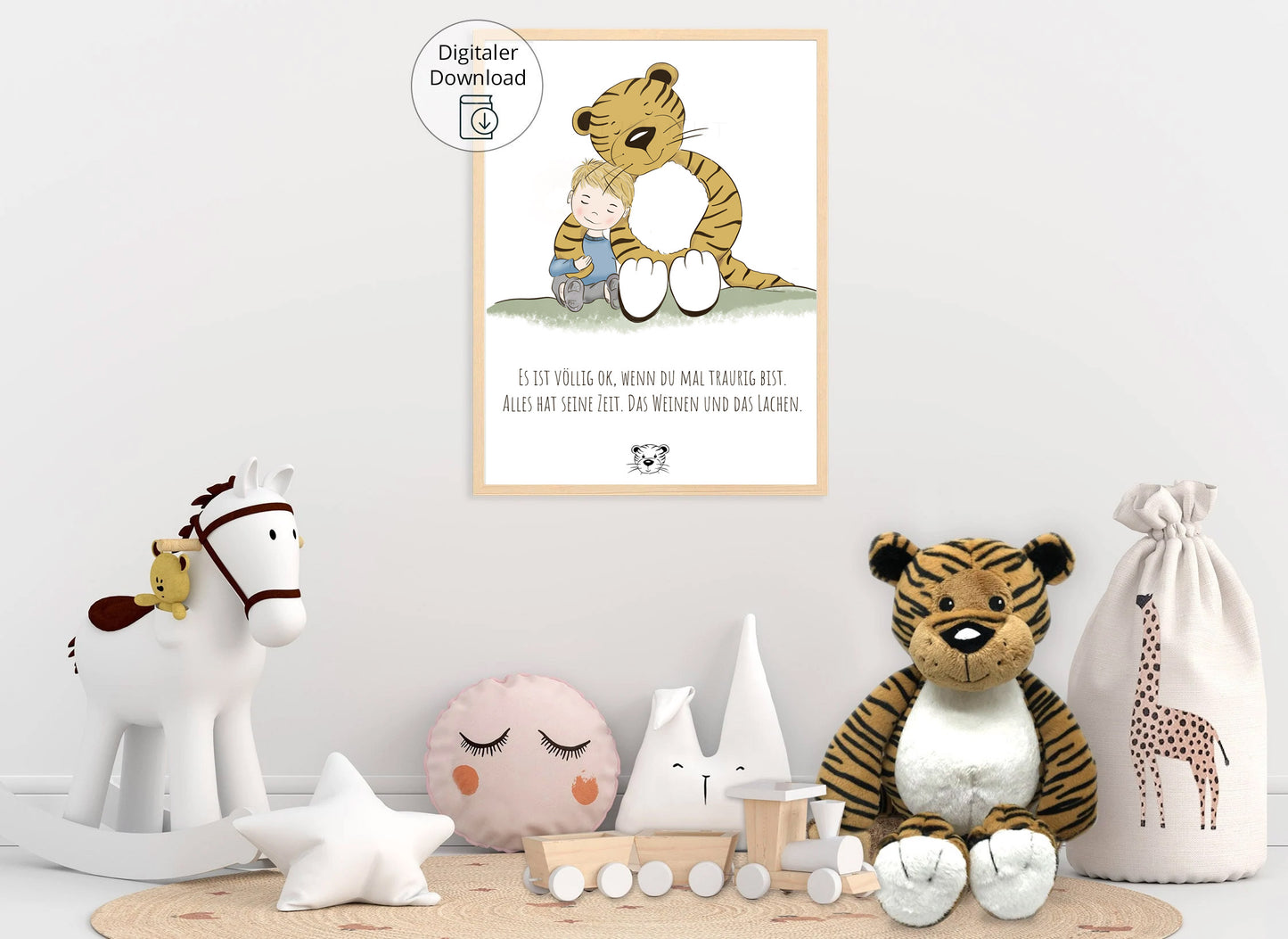 Poster "Trost-Tiger tröstet", personalisierbar, Kunstdruck oder Download