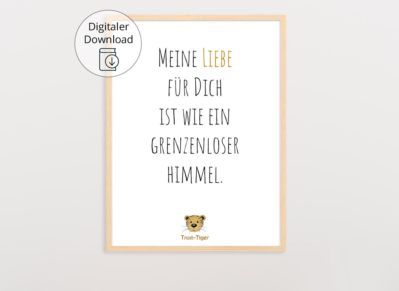 Digitaler Download Poster Trost-Tiger, Plakat Deko Kinderzimmer, Kunstdruck, Print, Sprüche Kinderbild