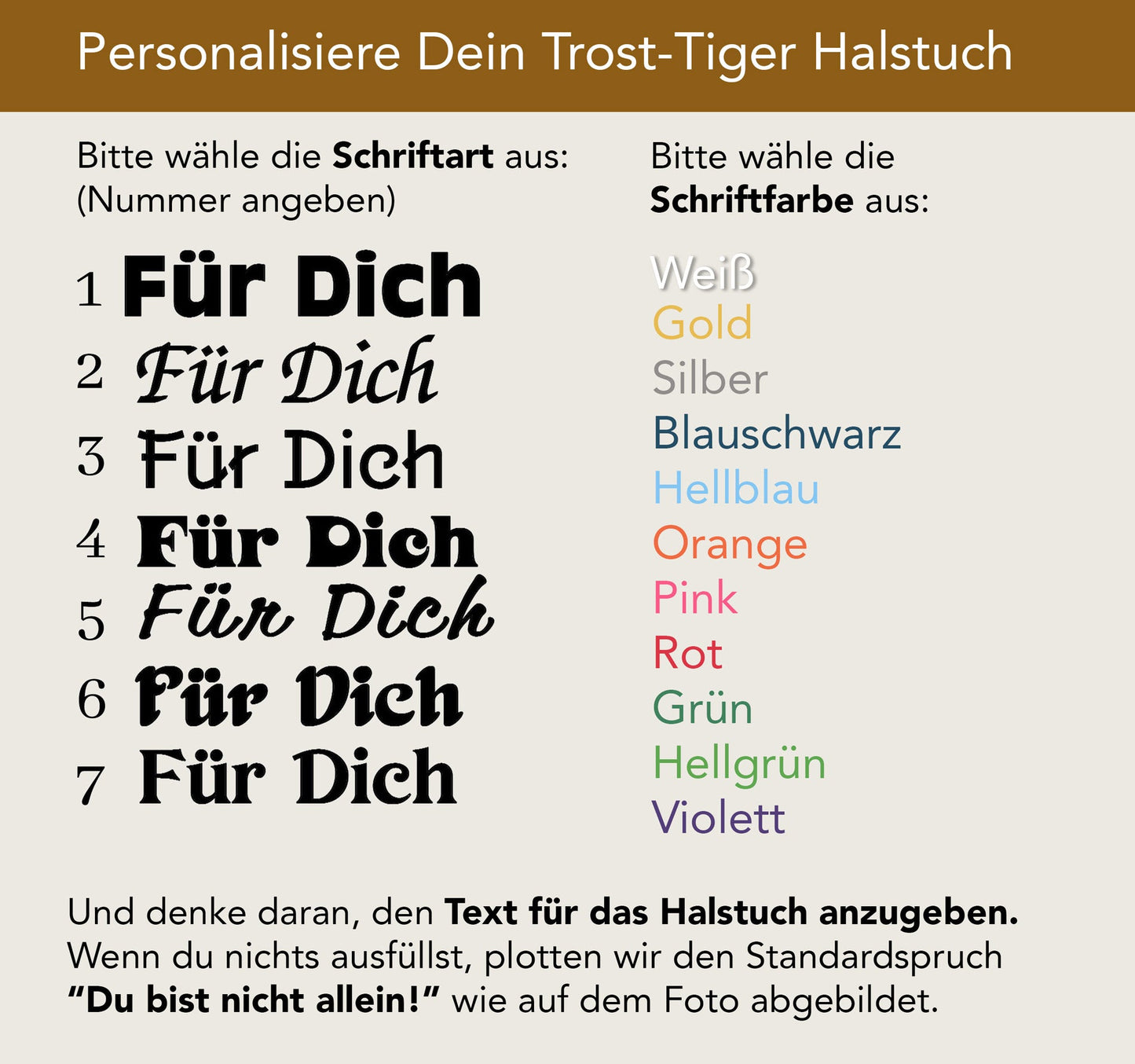 Personalisiertes Halstuch für den kleinen Trost-Tiger "Trostina"