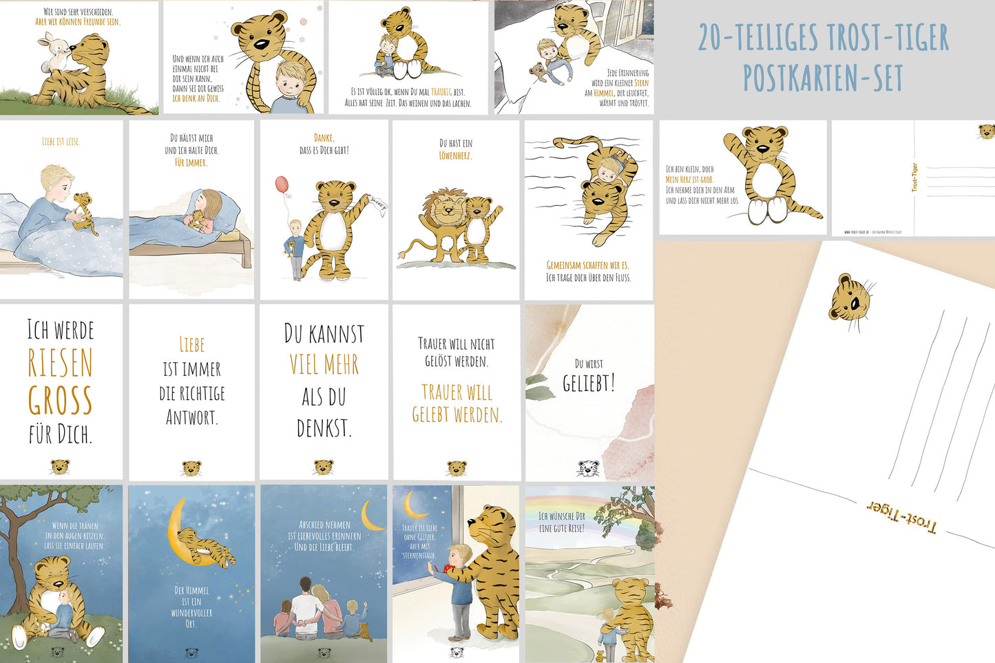 Das große Trost-Tiger Postkarten-Set (20 zauberhafte Trost-Postkarten)