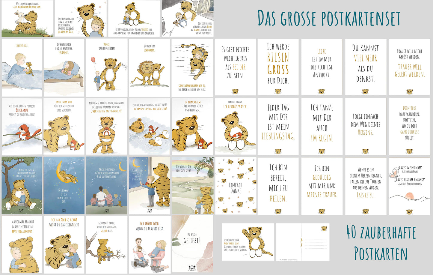 Das riesengroße 40-teilige Trost-Tiger Postkarten-Set - Versandkostenfrei!