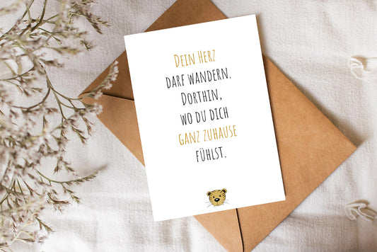 Trost-Tiger Postkarte "Dein Herz darf wandern."