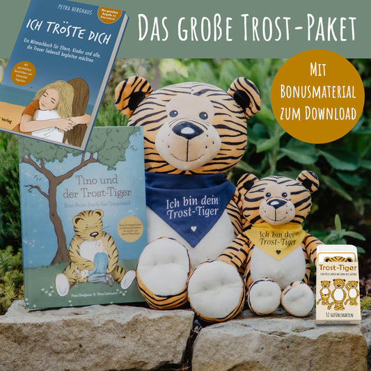 Das große „Trost-Tiger“ Paket: das Trost-Tiger Duo, Kinderbuch, Mitmachbuch mit großem Postkarten-Set + Gefühlskarten