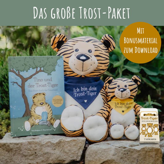 Das große „Trost-Tiger“ Paket: das Trost-Tiger Duo, Kinderbuch, Mitmachbuch mit großem Postkarten-Set + Gefühlskarten