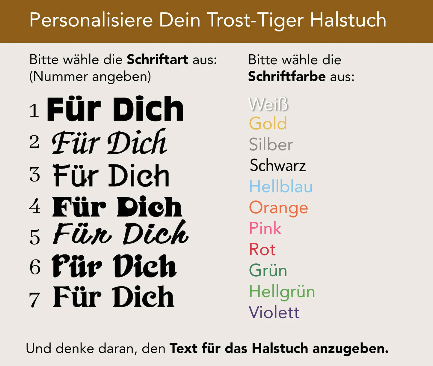Großer Trost-Tiger mit personalisiertem Halstuch, 40 cm