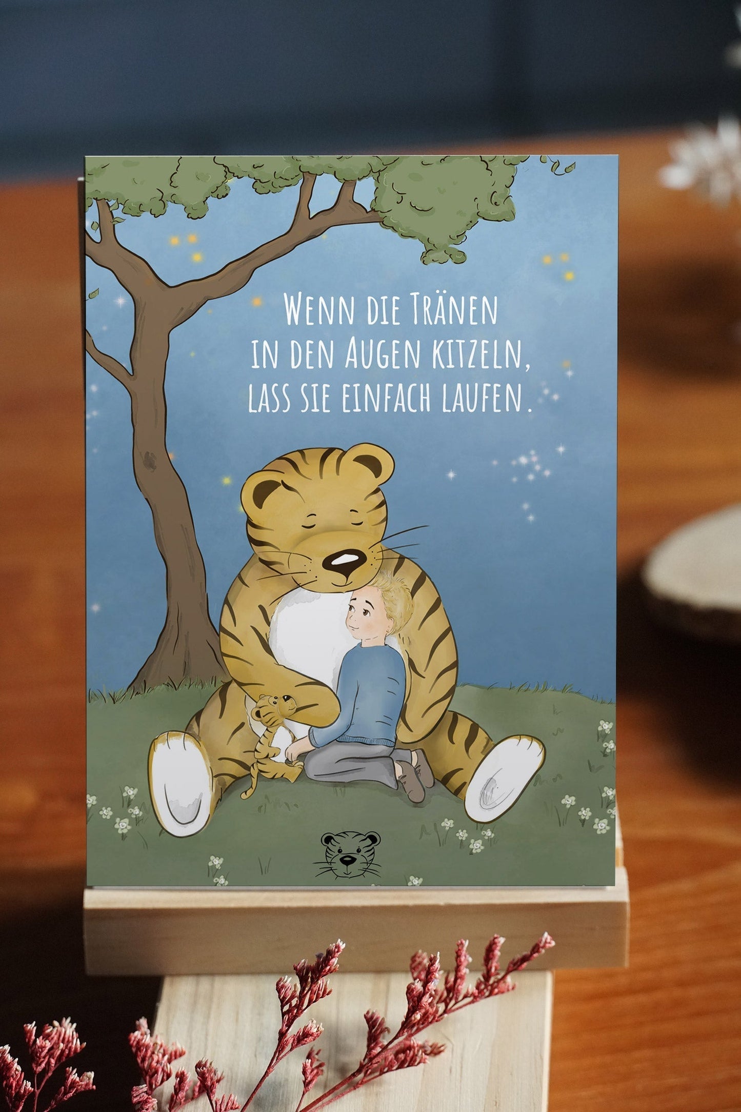 Mittleres Trost-Tiger Kinderbuch-Paket mit Halstuch