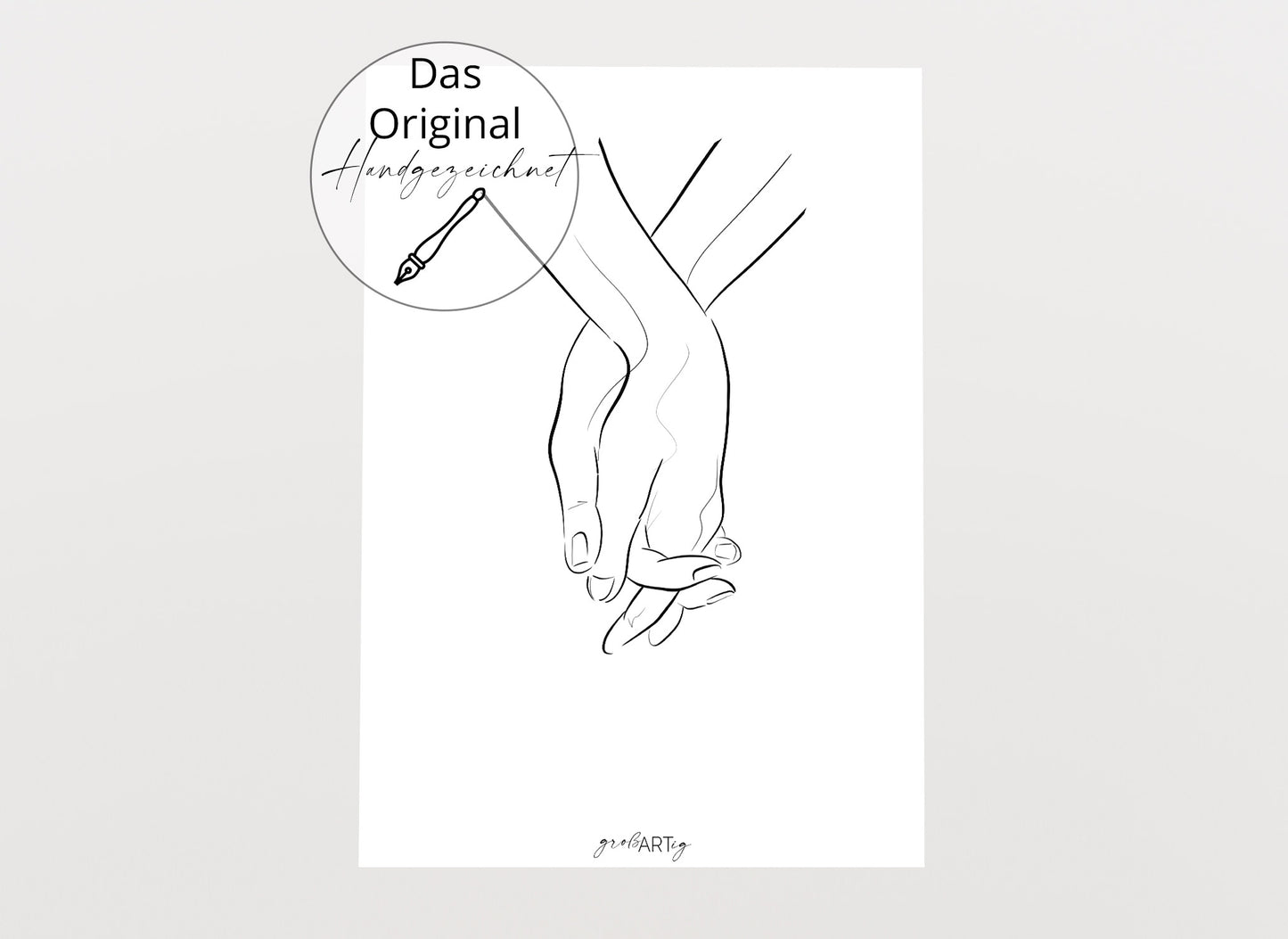 Line Art Poster "Hände", handgezeichnet, Original oder Download