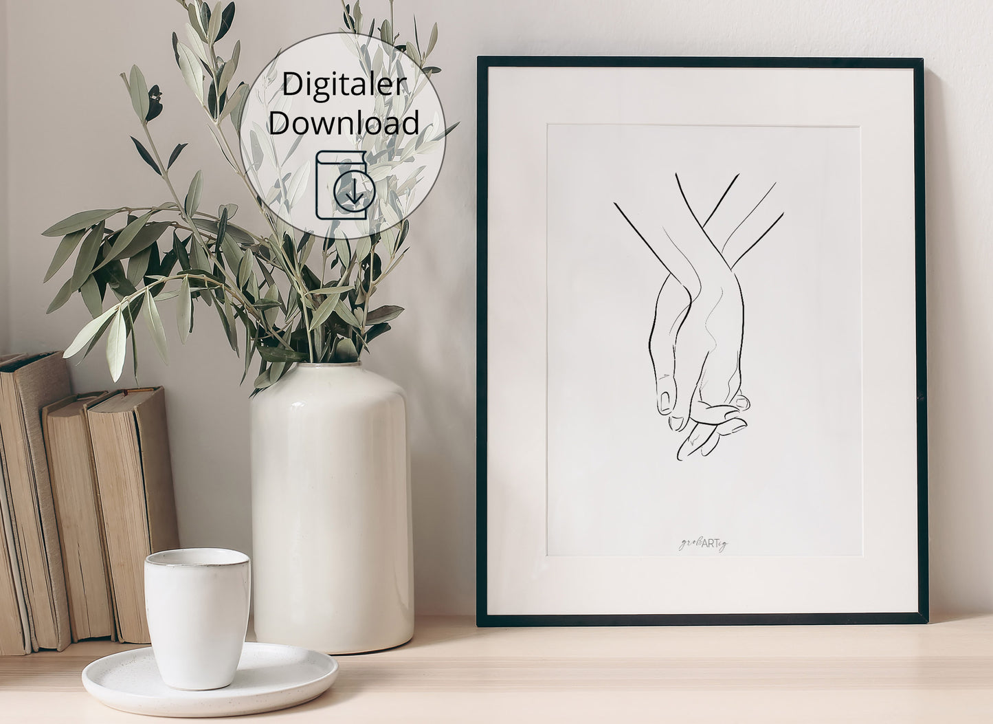 Digitaler Download, Line Art Poster "Hände"
