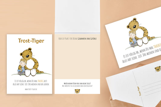 Trost-Tiger Block und Postkarte (mit Umschlag) für Deine Gedanken und Gefühle