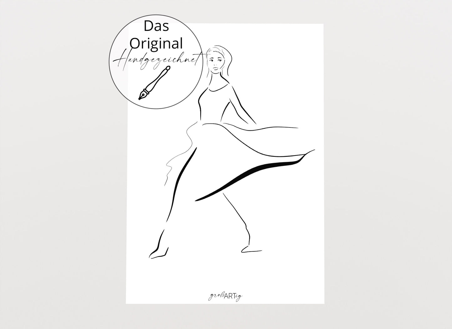 Line Art Poster "Kleid", handgezeichnet, Original oder Download