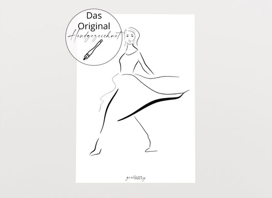 Line Art Poster "Kleid", handgezeichnet, Original oder Download