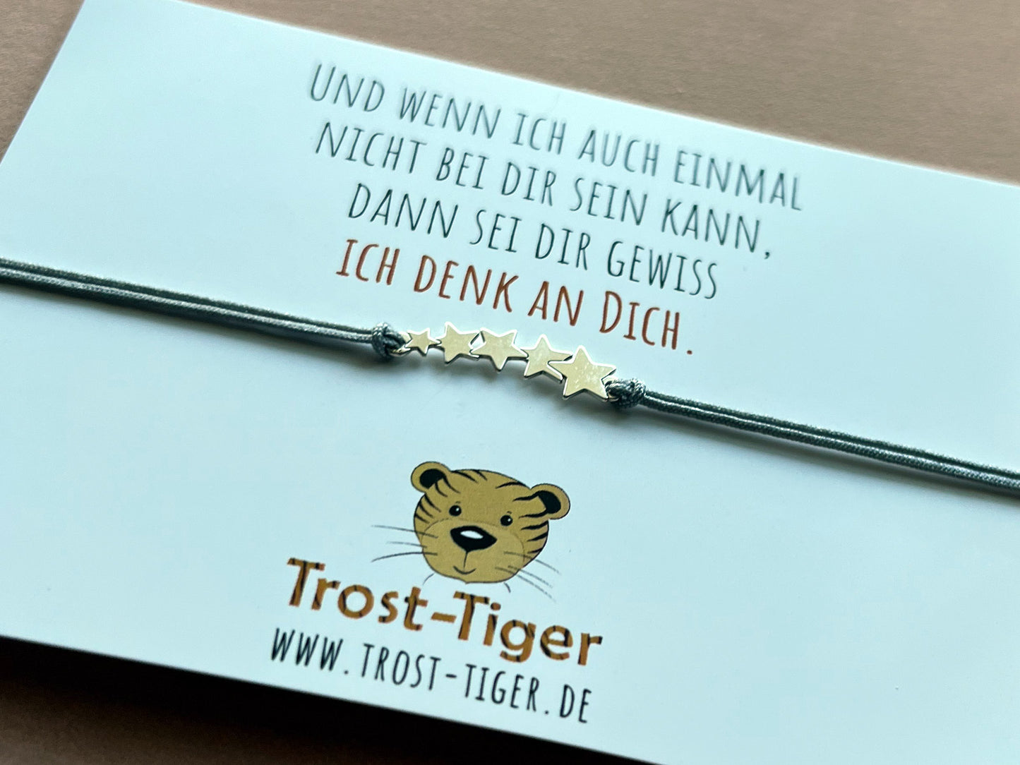 Armband mit Echtschmuck Anhänger "Sterne" und Postkarte