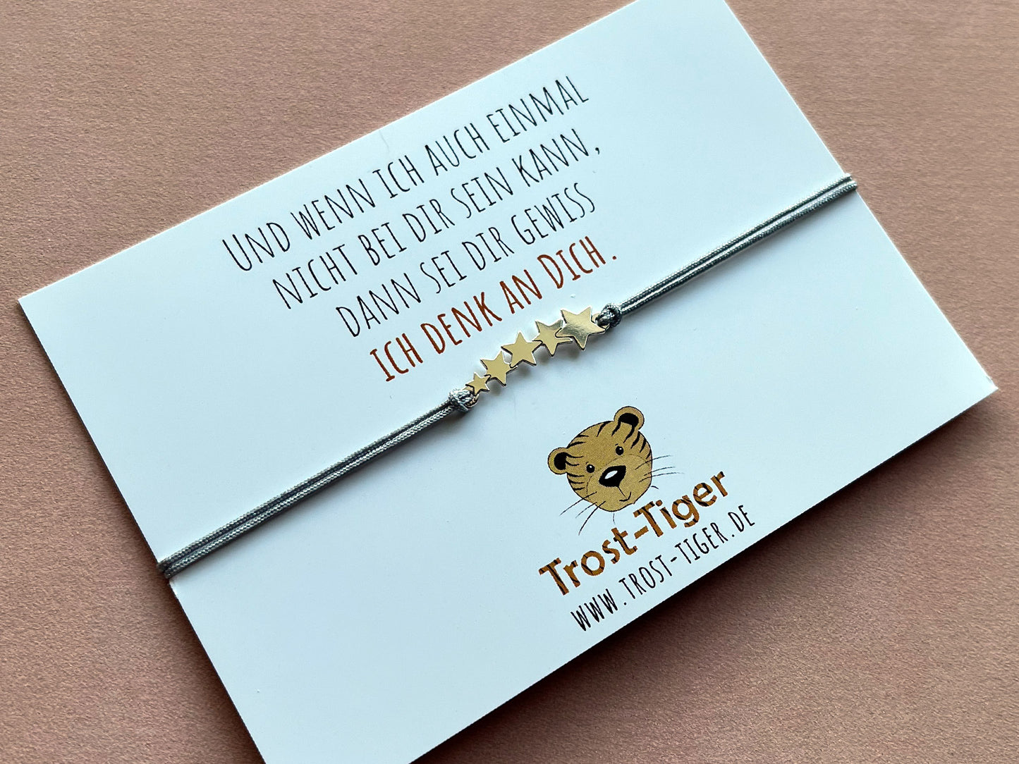 Armband mit Echtschmuck Anhänger "Sterne" und Postkarte