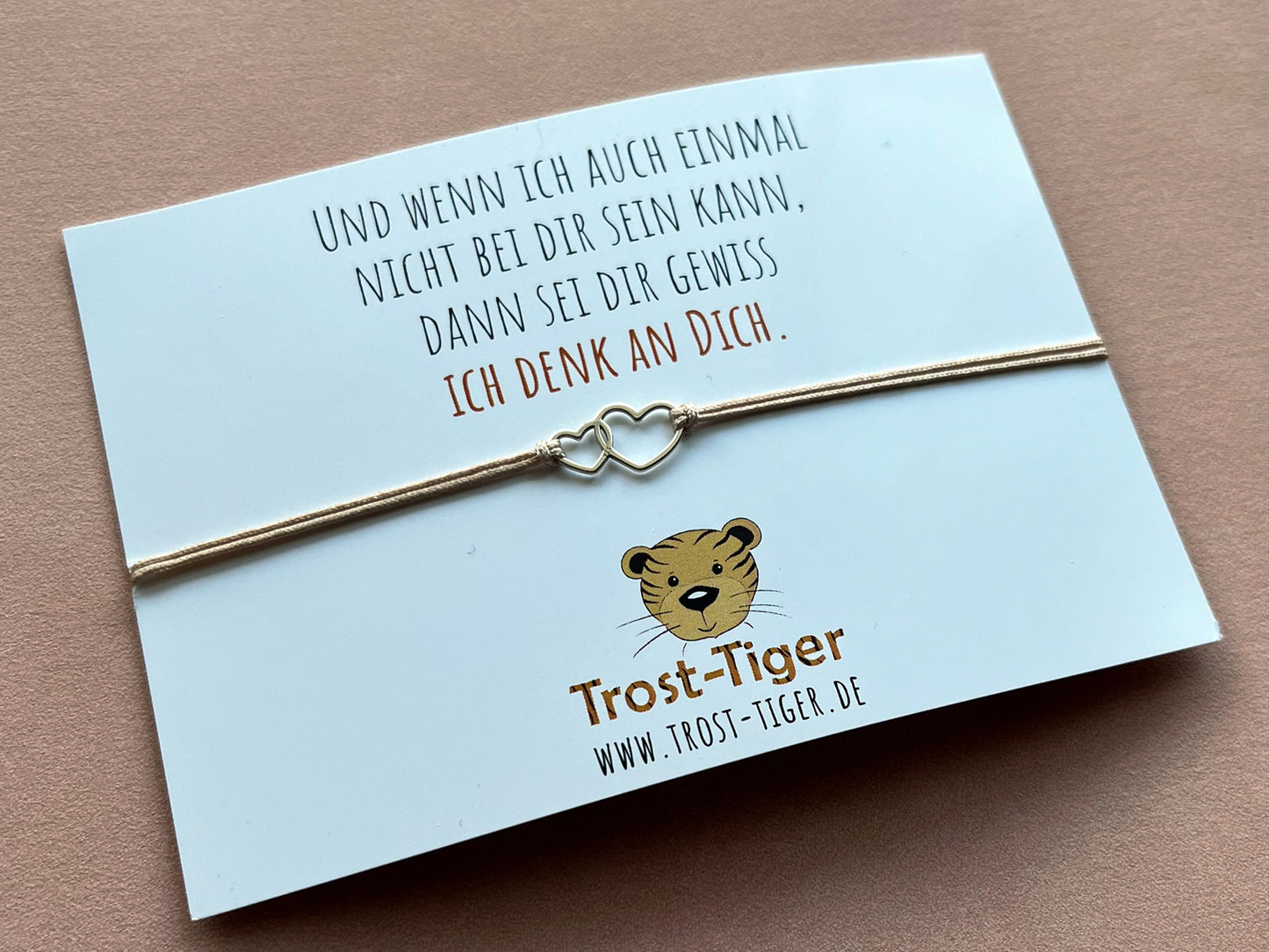 Armband mit Echtschmuck Anhänger "Doppelherz" und Postkarte