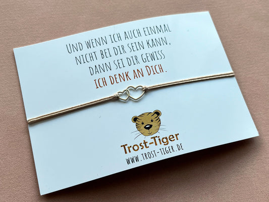 Trost-Tiger Armband mit Echtschmuck Anhänger "Doppelherz"