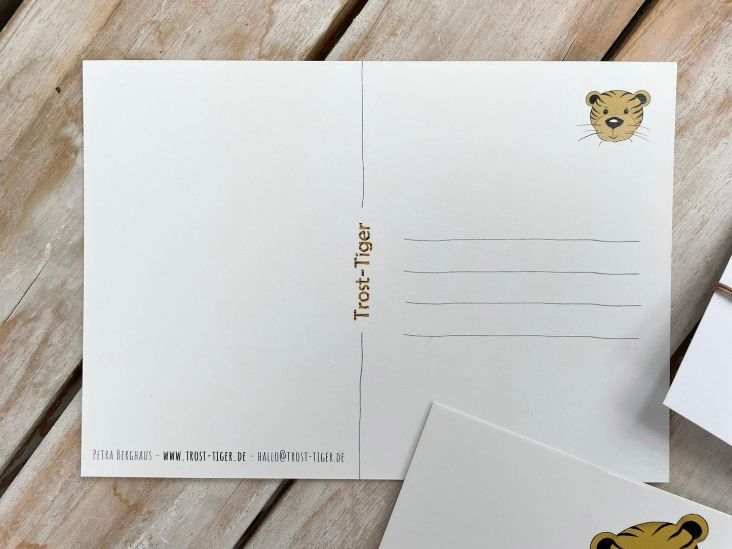 Trost-Tiger, Postkarte mit Spruch, Zeichnung Trauer