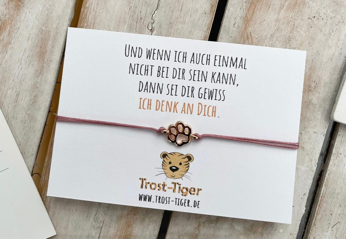 Trost-Tiger Armband, Pfote, Farbauswahl, Tatze, Freundschaftsarmband, Trauer