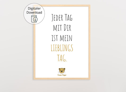 Digitaler Download Poster Trost-Tiger, Plakat Deko Kinderzimmer, Kunstdruck, Print, Sprüche Kinderbild