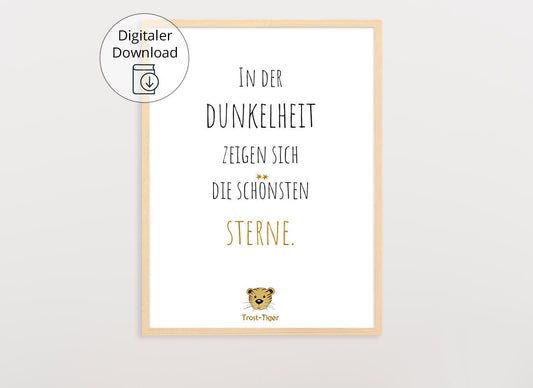 Digitaler Download Poster Trost-Tiger, Plakat Deko Kinderzimmer, Kunstdruck, Print, Sprüche Kinderbild