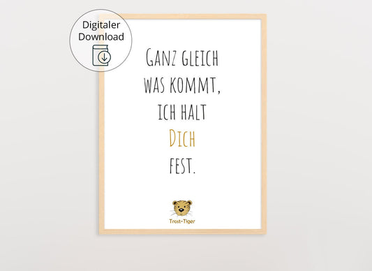 Digitaler Download Poster Trost-Tiger, Plakat Deko Kinderzimmer, Kunstdruck, Print, Sprüche Kinderbild