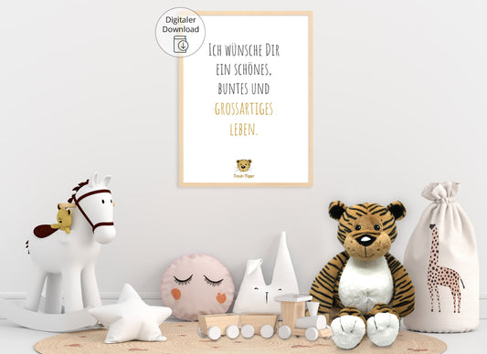 Digitaler Download Poster Trost-Tiger, Plakat Deko Kinderzimmer, Kunstdruck, Print, Sprüche Kinderbild