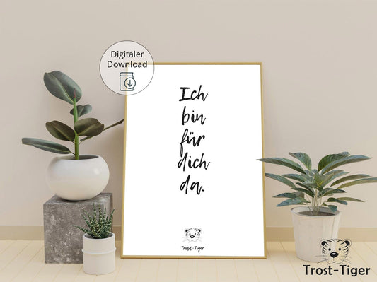 Digitaler Download Poster Trost-Tiger, Plakat Deko Kinderzimmer, Kunstdruck, Print, Sprüche Kinderbild