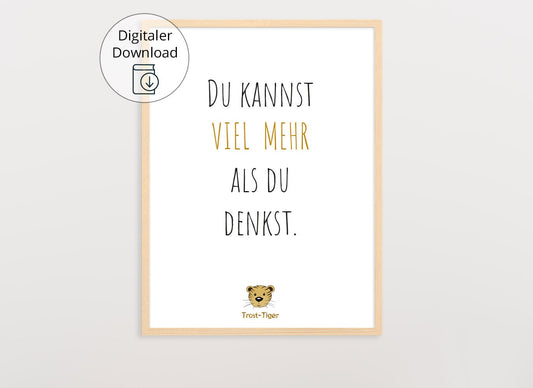 Digitaler Download Poster Trost-Tiger, Plakat Deko Kinderzimmer, Kunstdruck, Print, Sprüche Kinderbild