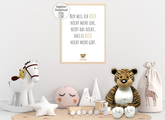 Digitaler Download Poster Trost-Tiger, Plakat Deko Kinderzimmer, Kunstdruck, Print, Sprüche Kinderbild