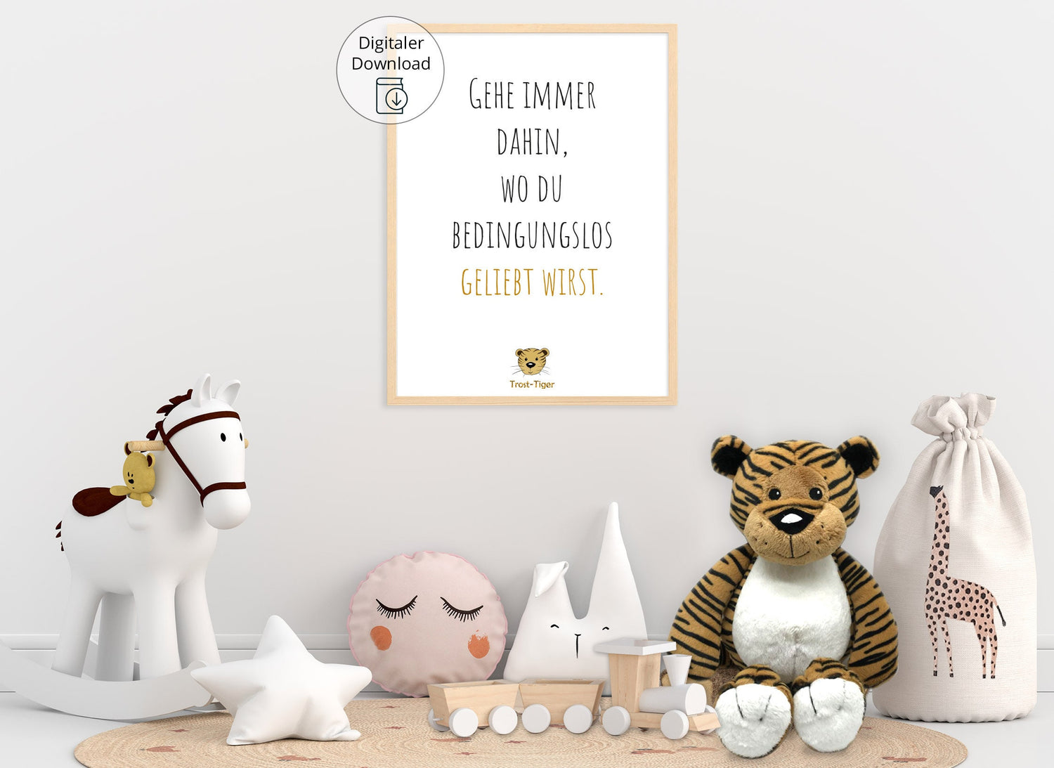 Digitaler Download Poster Trost-Tiger, Plakat Deko Kinderzimmer, Kunstdruck, Print, Sprüche Kinderbild