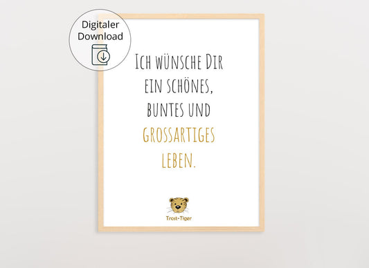 Digitaler Download Poster Trost-Tiger, Plakat Deko Kinderzimmer, Kunstdruck, Print, Sprüche Kinderbild